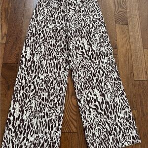 Maeve Black and White Animal Print Wide Leg Pants
